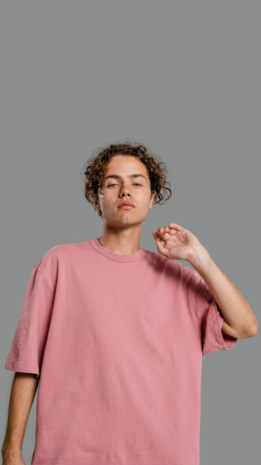 New York Pink Solid Oversized Tshirt